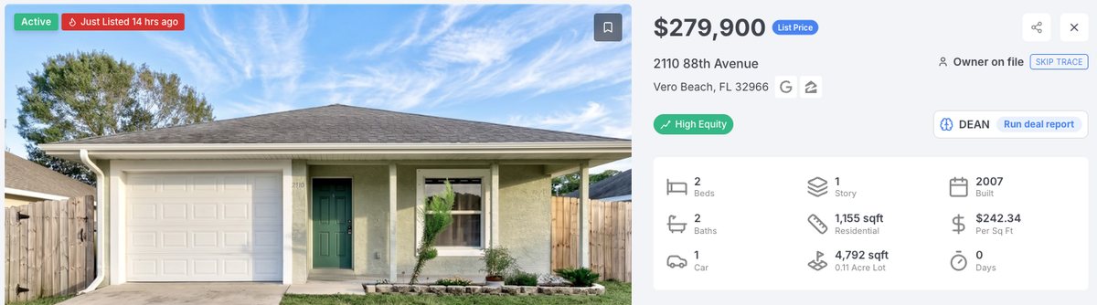 Property Edge Pro property overview with photo, price, beds, baths and lot details